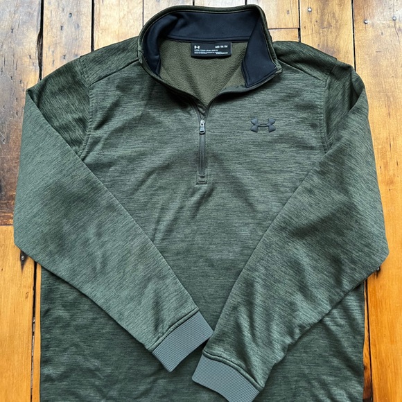 Under Armour Men’s Medium 1/4 Zip Fleece Green Heathered Pullover Activewear - Picture 3 of 11